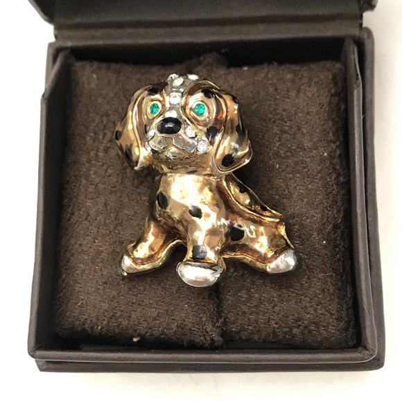 Glitzy Gold And Gems Puppy Dog Pin / Brooch - Picture 3 of 7